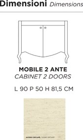 Mobile bagno classico MARTINA 90 cm - Avorio Decapč - 2 ante - Lavabo e specchio