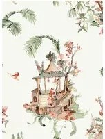 Nina Campbell Tapete Toile Chinoise - Coral/ Green