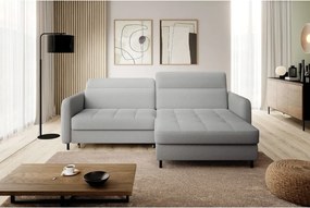 Divano angolare grigio allungabile/con contenitore (con penisola a destra/con chaise lounge) e rivestimento in bouclé Gomsi – ELTAP