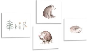 Set di quadri – Animali del bosco in stile minimalista