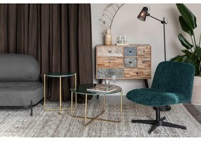 Tavolino da salotto rotondo verde/dorato con piano in marmo ø 70 cm Timpa – White Label