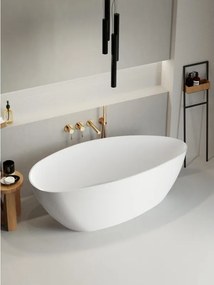Vasca ad isola Stori L156 X P71cm, bianco opaco, senza troppo pieno e piletta