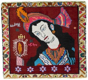 Shiraz Tappeto 50x50 Rosso (Iran) Annodato A Mano