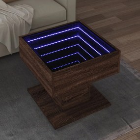 Tavolino Salotto Con Led Rovere Marrone 50x50x45 Cm Multistrato /