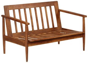 Set divani 3 pz in vera pelle e legno massello acacia marrone