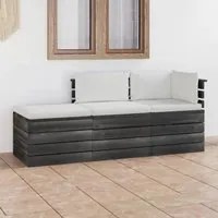 Set Divani da Giardino su Pallet 3 pz con Cuscini Massello Pino 3061769