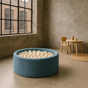 Piscina di palline turchese in velluto a coste ø 90x30 cm Montessori – Meowbaby