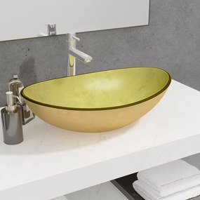 Lavandino İn Vetro Temperato 54,5x35x15,5 Cm Oro /