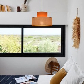 Lampadario Moderno TOTEM nero paralume caramello E27 Ø38cm COREP