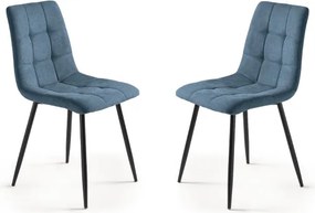 Sedia da pranzo in tessuto Blu gambe metallo nere - KATERINE 2 sedie