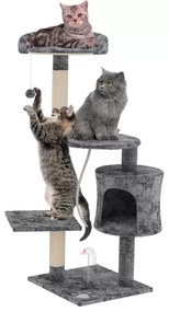 Tiragraffi Albero Palo Gioco Per Gatti Con Corda In Sisal Naturale Tira Graffi Angolare Multifunzione Giocattolo Stimolante Cuccia Per Gatto Adulto Cucciolo Domestico 112 Cm Grigio