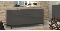 Credenza moderna a 3 ante e 1 cassetto, Made in Italy, Madia da cucina, Buffet di design da soggiorno, cm 170x40h47, Antracite lucido