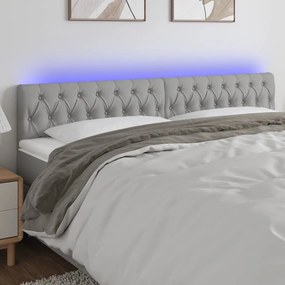 Testiera A Led Grigio Chiaro 180x7x78/88 Cm İn Tessuto /