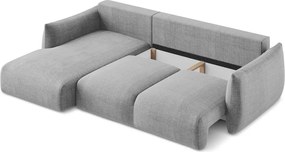 Divano angolare grigio chiaro allungabile (con penisola a sinistra/con chaise lounge) Leila – Makamii