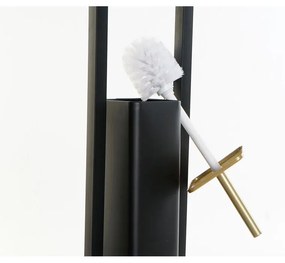 Portarotolo di Carta Igienica DKD Home Decor Nero Dorato Acciaio inossidabile Bianco (20 x 20 x 80 cm) (2 pezzi)