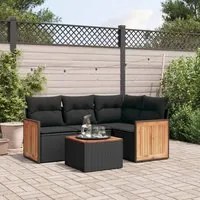 Set Divani da Giardino 5 pz con Cuscini in Polyrattan Nero 3260018