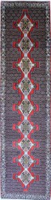Senneh Tappeto 380x100 Rosso (Iran) Annodato A Mano