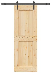 Porta Scorrevole Con Set Hardware 80x210 Cm Legno Massello Pino /