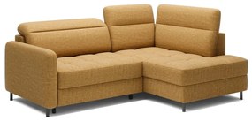 Divano angolare giallo allungabile/con contenitore (con penisola a destra/a L) e rivestimento in velluto Barea – ELTAP