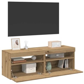 Mobili Porta Tv Con Led 2 Pz Artigianale İn Legno Multistrato /