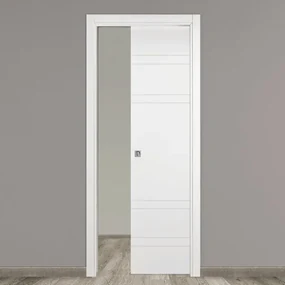 Porta scorrevole Strip bianco L 70 x H 210 cm reversibile