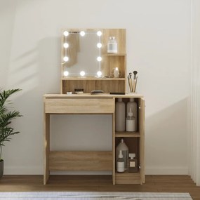 Toeletta Con Led Rovere Sonoma 86,5x35x136 Cm /