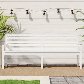Panca da giardino bianca 203,5x48x91,5cm legno massello di pino