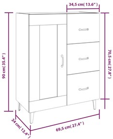 Credenza Nera 69,5x34x90 cm in Legno Multistrato