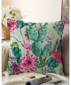 Federa verde in misto cotone Cactus, 55 x 55 cm - Minimalist Cushion Covers