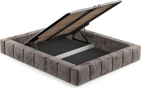 Letto matrimoniale imbottito marrone con spazio contenitivo e rete 160x200 cm Aruba L - Maison de Rêve