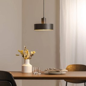 SIGMA Lampada a sospensione Rif M, verde oliva, a 1 luce, Ø 25 cm, acciaio