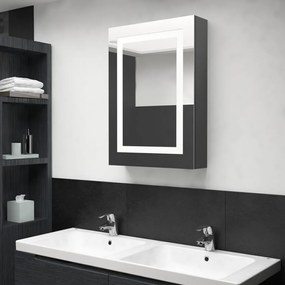 Armadietto bagno con specchio e led grigio 50x13x70 cm