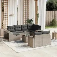 Set Divani da Giardino 11 pz con Cuscini in Polyrattan Grigio 3266250