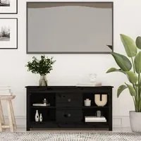 Mobile Porta TV Nero 103x36,5x52 cm in Legno Massello di Pino cod mxl 25996