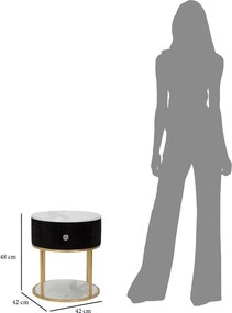 Comodino in nero e oro Montpellier - Mauro Ferretti