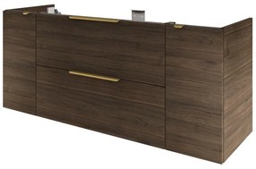 Mobile da bagno sospeso sotto lavabo L 150 x H 64 x P 48 cm noce, 2 cassetti Apertura push-pull SENSEA Neo, Maniglie acquistabili separatamente