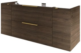 Mobile da bagno sospeso sotto lavabo L 150 x H 64 x P 48 cm noce lucido, 2 cassetti, 2 ante SENSEA Neo Frame