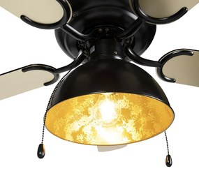 Ventilatore da soffitto nero con beige 130 cm con cordino - Mistral Magna