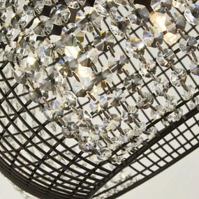 Lampadario Contemporaneo Cage Acciaio Nero Vetro Trasparente 4 Luci G9