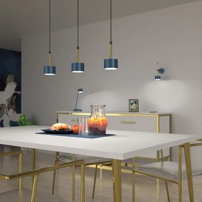 Lampadario su corda ARENA 3xGX53/11W/230V blu/dorato