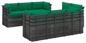 Set Divani da Giardino su Pallet 9 pz con Cuscini Massello Pino