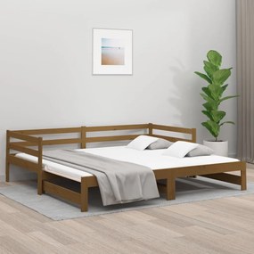 Dormeuse Estraibile Miele 2x(90x190) cm Legno Massello di Pino