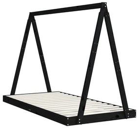 Giroletto per bambini nero 90x190 cm in legno massello di pino