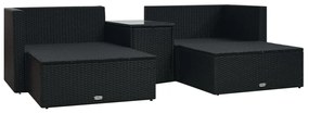 Set divani da giardino 5 pz con cuscini in polyrattan nero