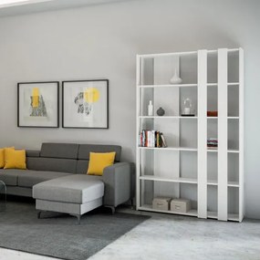 Libreria con 6 ripiani in legno Bianco Frassino 120x204h cm - KATO B SMALL
