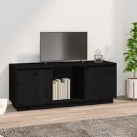 Mobile Porta TV Nero 110,5x35x44 cm in Legno Massello di Pino 814343