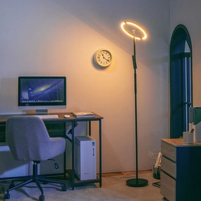 Costway Lampada LED da terra con telecomando e controllo touch, Lampada a stelo con funzione timer e memoria Nero