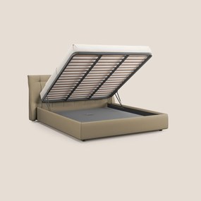 Clizia letto imbottito di design con vano contenitore in ecopelle impermeabile T04 beige