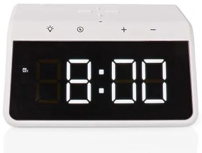 Nedis WCACQ30WT - Orologio a sveglia con display LCD e senza fili caricatore 15W/5V bianco