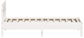 Giroletto con testiera bianco 90x190 cm legno massello di pino